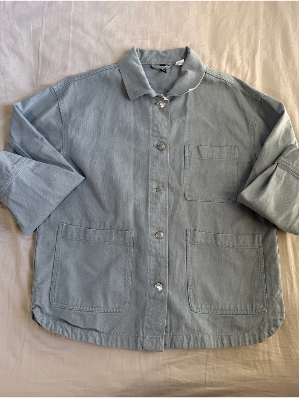 Light Sage Button-Front Jean Jacket - Picture 2 of 4
